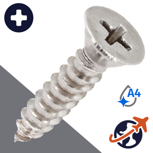 M2.2 Flat Phillips Tapping,DIN 7982-C,A4 Stainless Steel