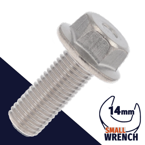 M10X1.25 Fine JIS Flange Bolt,Stainless Steel,JIS B-1189 / 14mm Wrench