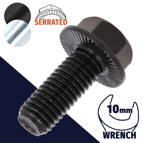 M6X1.0 Serrated Flange,Class 10.9 Steel,DIN 6921 / 10mm Wrench