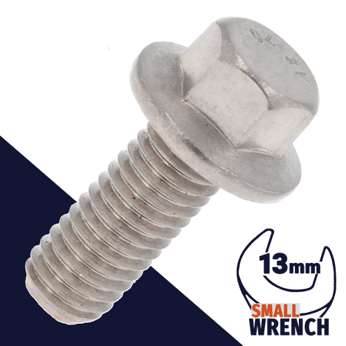 M10X1.5 Flange Bolt,A2-70 Stainless,ISO 4162 / 13mm Wrench