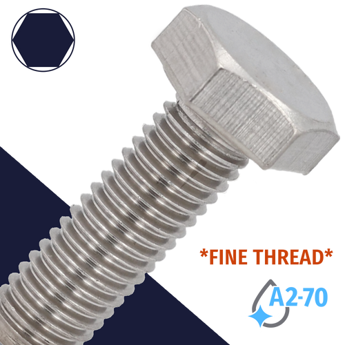 M10X1.0 Hex Head Cap Screw - A2-70 Stainless DIN 961