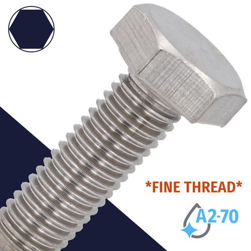 M10X1.0 Ex Fine Hex Bolt,Stainless Steel A2,DIN 961