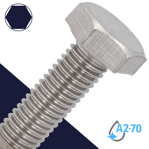 M6X1.0 Hex Bolt,Stainless Steel A2-70,DIN 931 / 933