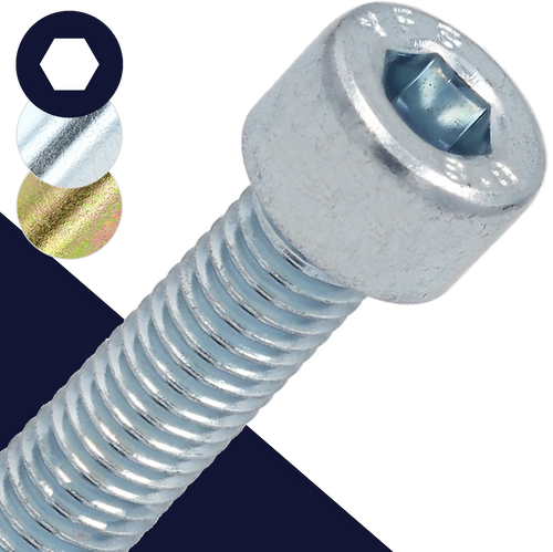 M6X1.0 - Class 8.8 DIN 912 - Zinc Allen Socket Head Cap Screw 