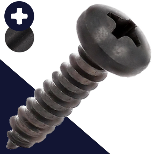 M3.5 Pan Phillips Tapping Steel, Black Zinc DIN 7981-C