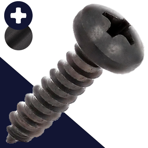 M4.8 Pan Phillips Tapping Steel, Black Zinc DIN 7981-C