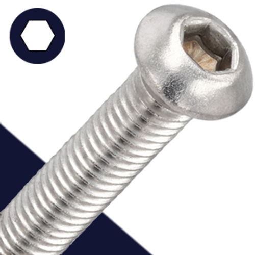 M8X1.25 Button Head Cap Screw - A2 Stainless ISO 7380-1