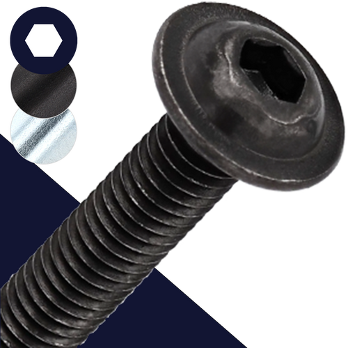 M4X0.7 Allen Button Flange,Steel Class 10.9,ISO 7380-2