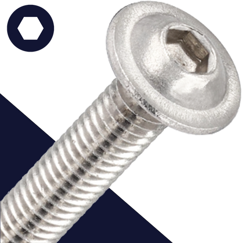 M5X0.8 Socket Button Flange,Stainless Steel A2,ISO 7380-2