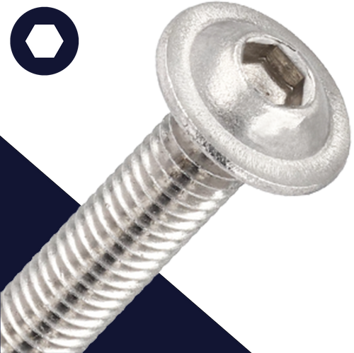 M6X1.0 Socket Button Flange,Stainless Steel A2,ISO 7380-2