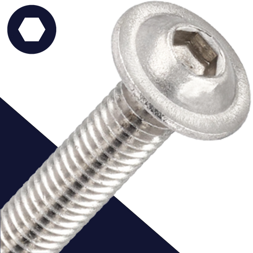M8X1.25 Allen Button Flange - A2 Stainless ISO 7380-2