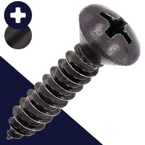 M3.9 Oval Phillips Tapping Steel, Black Zinc DIN 7983-C