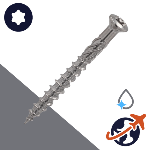 M5.0 Torx Raised Wood Screw,Tek Thread, Cutting Point,C1 Stainless