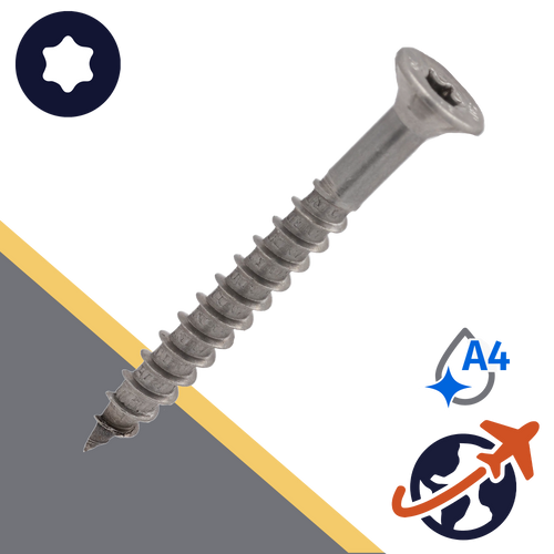 M10 Torx Flat Head,Wood Thread,A4 Stainless Steel