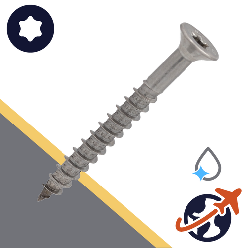 M4.5 C1 Stainless Torx, Flat Head, Wood Thread, Cutting Tip