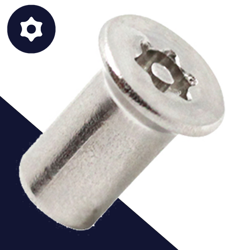 Flat Security Sleeve Nut,Torx + Pin Socket,Stainless Steel A2