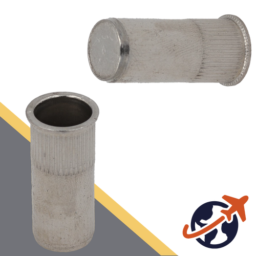 Countersunk, Narrow Head,A2 Stainless, CLOSED End,Ribbed Rivet Insert Nut