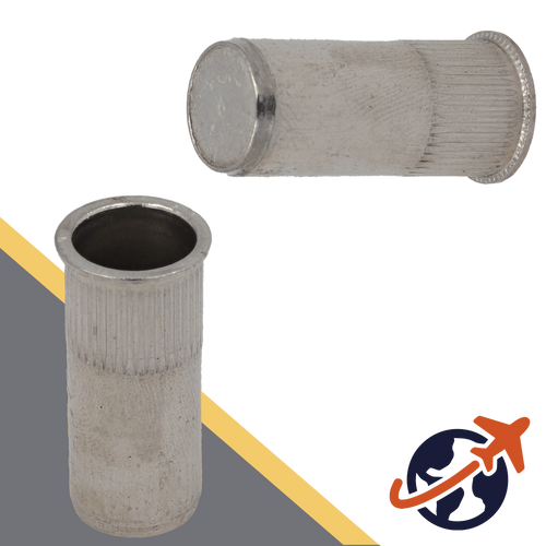 Rivet Nut Countersunk - A4 Stainless - Closed End Knurled Narrow Head 
