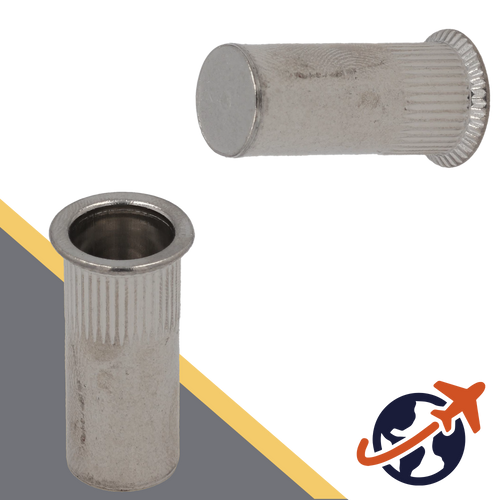 Rivet Nut Countersunk - A2 Stainless - Closed End Knurled Wide Head 