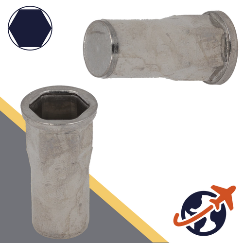 Rivet Nut Flanged - A2 Stainless - Closed End Semi-Hex Head 
