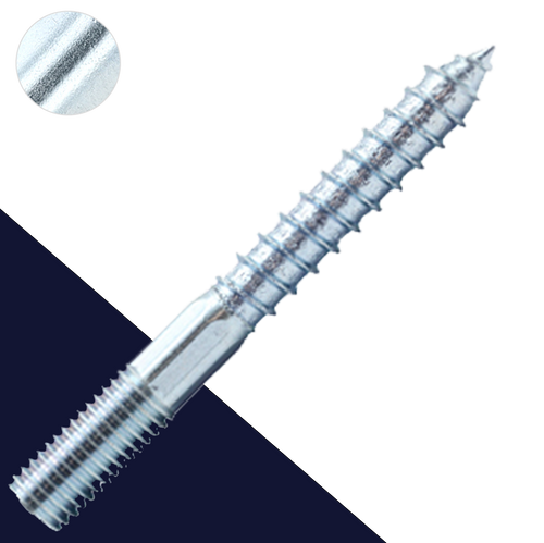 M4X0.7 Hanger Bolt,Steel Zinc Plated,Machine + Wood Thread