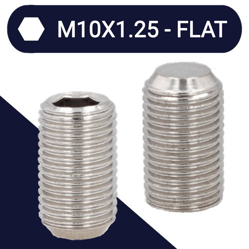 M10X1.25 Fine Set Screw,Stainless Steel A2,DIN 913 Flat Point