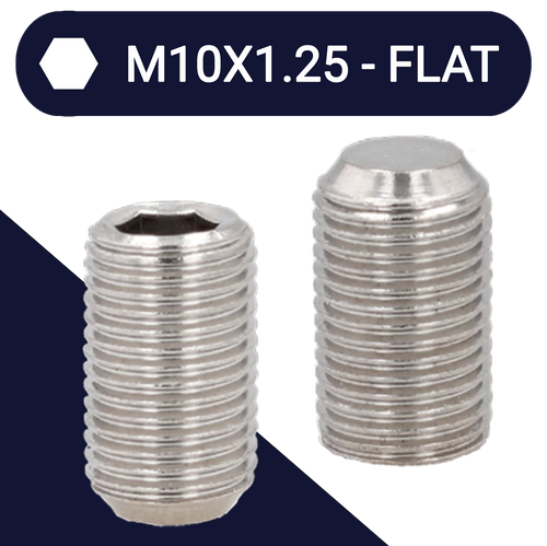 M10X1.25 Fine Set Screw,Stainless Steel A2,DIN 913 Flat Point