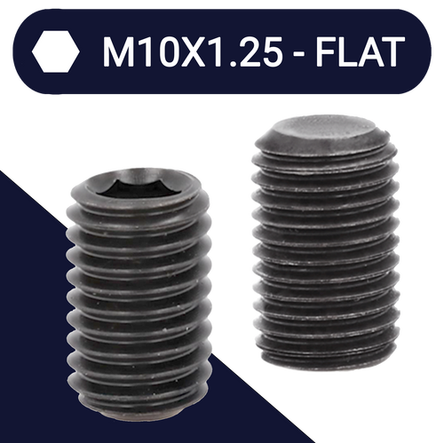 M10X1.25 Fine Set Screw,Steel Class 45H,DIN 913 Flat Point