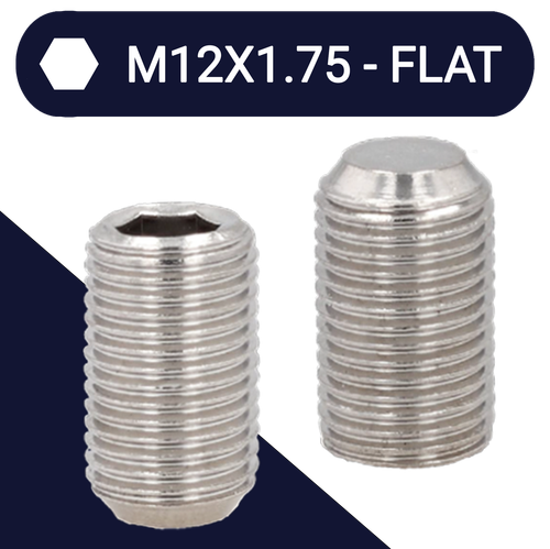 M12X1.75 Set Screw,Stainless Steel A2,DIN 913 Flat Point