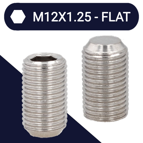 M12X1.25 Stainless Allen Extra Fine Thread Set Screw Stud DIN 913 Flat Point