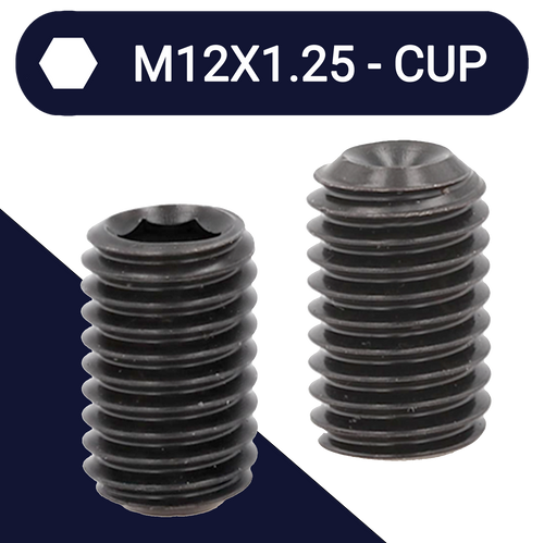 M12X1.25 Ex Fine Set Screw,Steel Class 45H,DIN 916 Cup Point