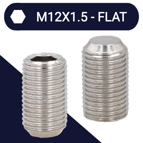 M12X1.5 Stainless Allen Fine Thread Set Screw Stud DIN 913 Flat Point