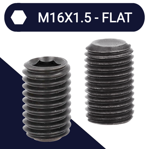 M16X1.5 Fine Set Screw,Steel Class 45H,DIN 913 Flat Point