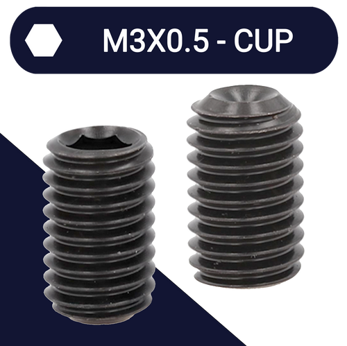 M3X0.5 Set Screw,Steel Class 45H,DIN 916 Cup Point