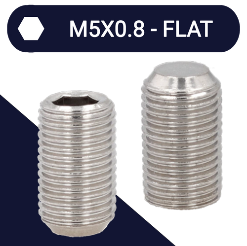 M5X0.8 Set Screw,Stainless Steel A2,DIN 913 Flat Point