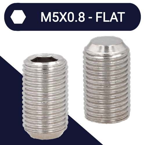 M5X0.8 Set Screw,Stainless Steel A2,DIN 913 Flat Point