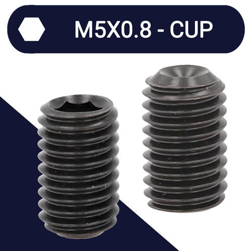 M5X0.8 Coarse Allen Set Screw Stud 45H DIN 916 Cup Point