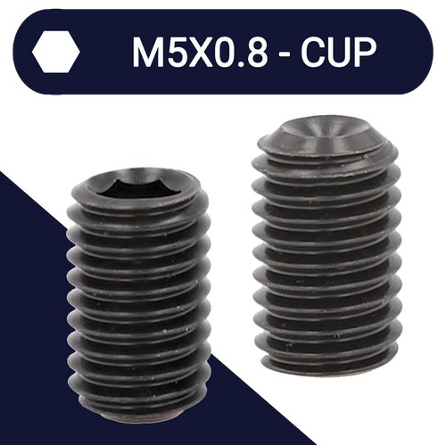 M5X0.8 Set Screw,Steel Class 45H,DIN 916 Cup Point