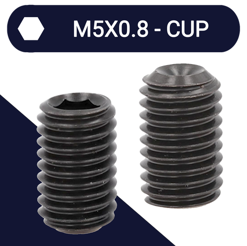 M5X0.8 Set Screw,Steel Class 45H,DIN 916 Cup Point