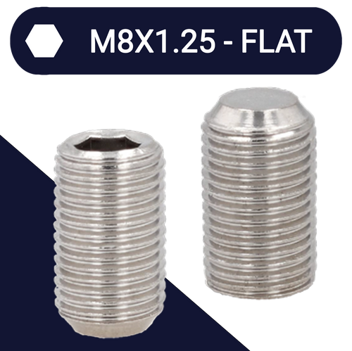 M8X1.25 Set Screw,Stainless Steel A2,DIN 913 Flat Point
