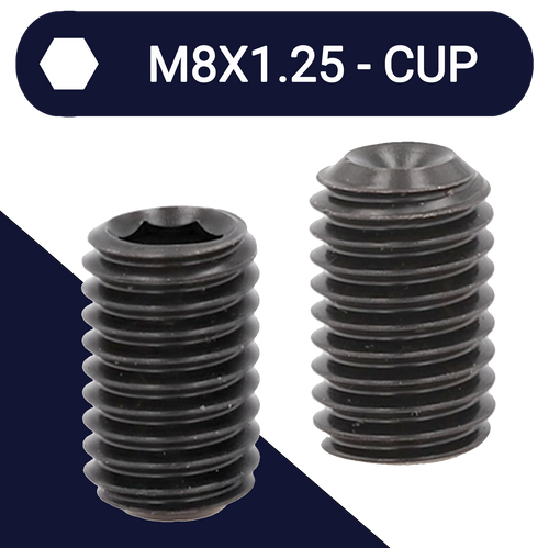 M8X1.25 Set Screw,Steel Class 45H,DIN 916 Cup Point