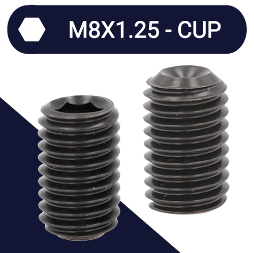 M8X1.25 Set Screw,Steel Class 45H,DIN 916 Cup Point