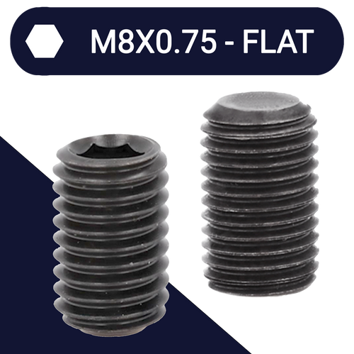 M8X0.75 Extra Fine Allen Set Screw Stud 45H DIN 913 Flat Point