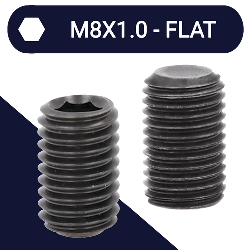 M8X1.0 Fine Allen Set Screw Stud 45H DIN 913 Flat Point