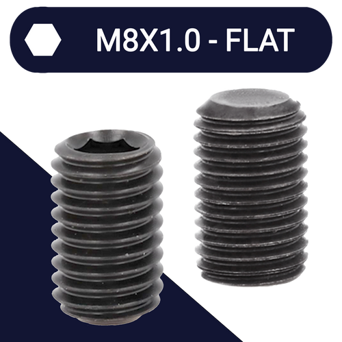 M8X1.0 Fine Set Screw,Steel Class 45H,DIN 913 Flat Point