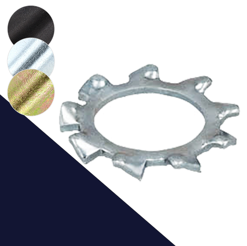 Toothed Star Lock Washer,External DIN 6797-A,Steel, Finishes Vary