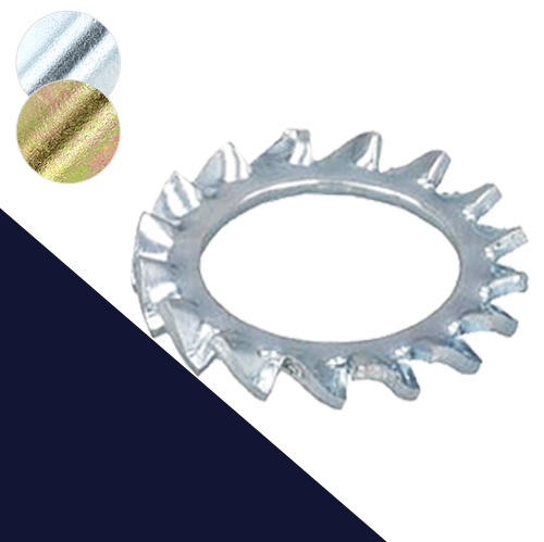 Serrated Star Lock Washer,External DIN 6798-A,Steel, Zinc Plated