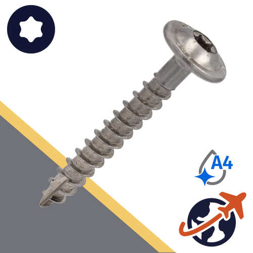 M4.5 Torx Button Head Flange,Wood Thread,A4 Stainless Steel