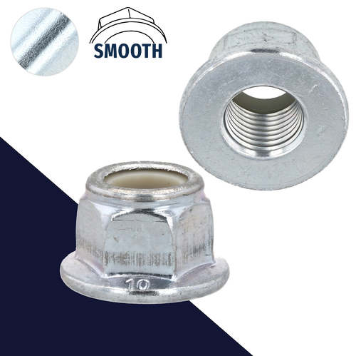 Fine DIN 6926 Nylon Flange,Steel Class 10 Zinc Plated,Smooth Bottom Nut