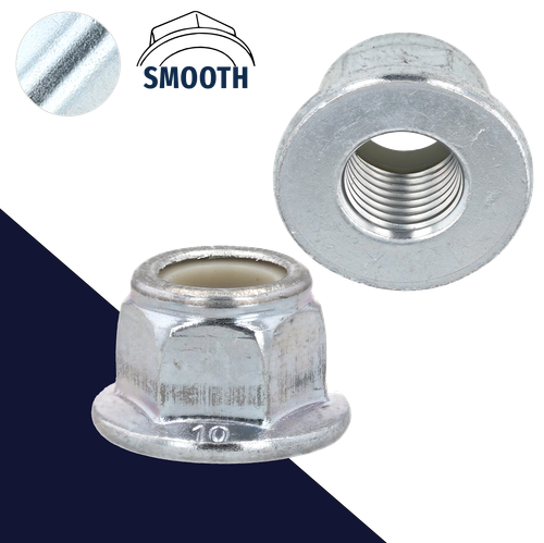 Fine DIN 6926 Nylon Flange,Steel Class 10 Zinc Plated,Smooth Bottom Nut